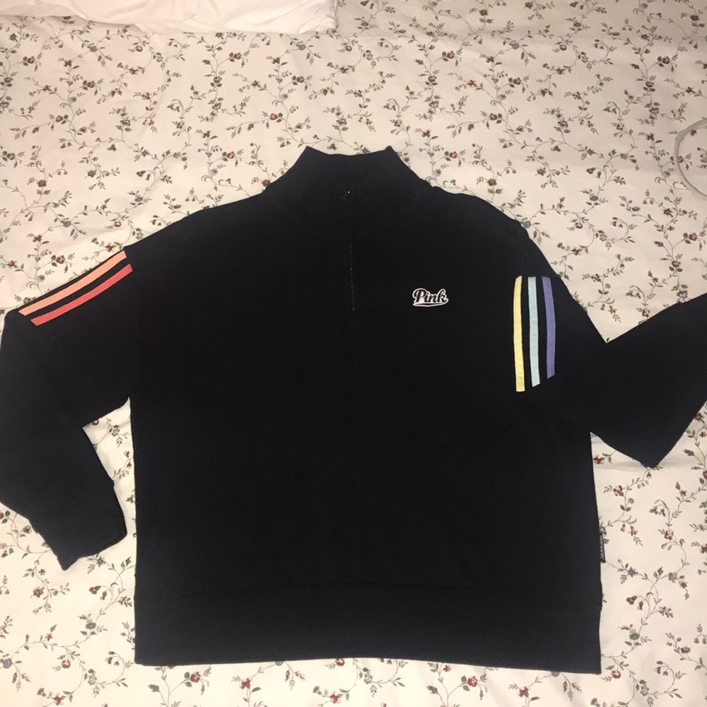 VS PINK rainbow sleeve sweater